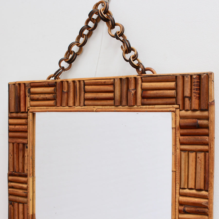 Mid-Century Italian Rectangular Bamboo Mirror (circa 1960s)