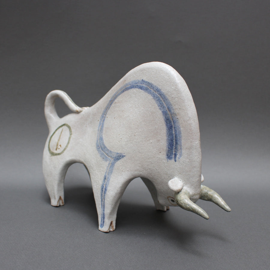 Ceramic White Bull by Bruno Gambone (Circa 1970s)