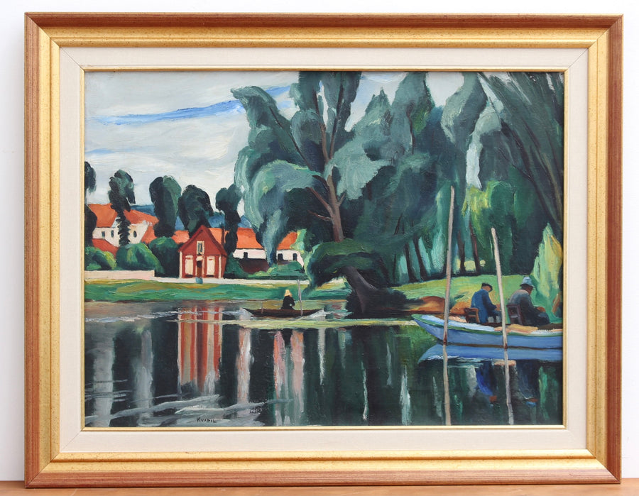 'Boats on a Pond' by Charles Kvapil (circa 1930s)