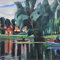 'Boats on a Pond' by Charles Kvapil (circa 1930s)