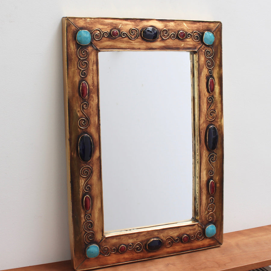 Ceramic Wall Mirror by François Lembo (circa 1960s - 70s) - Large