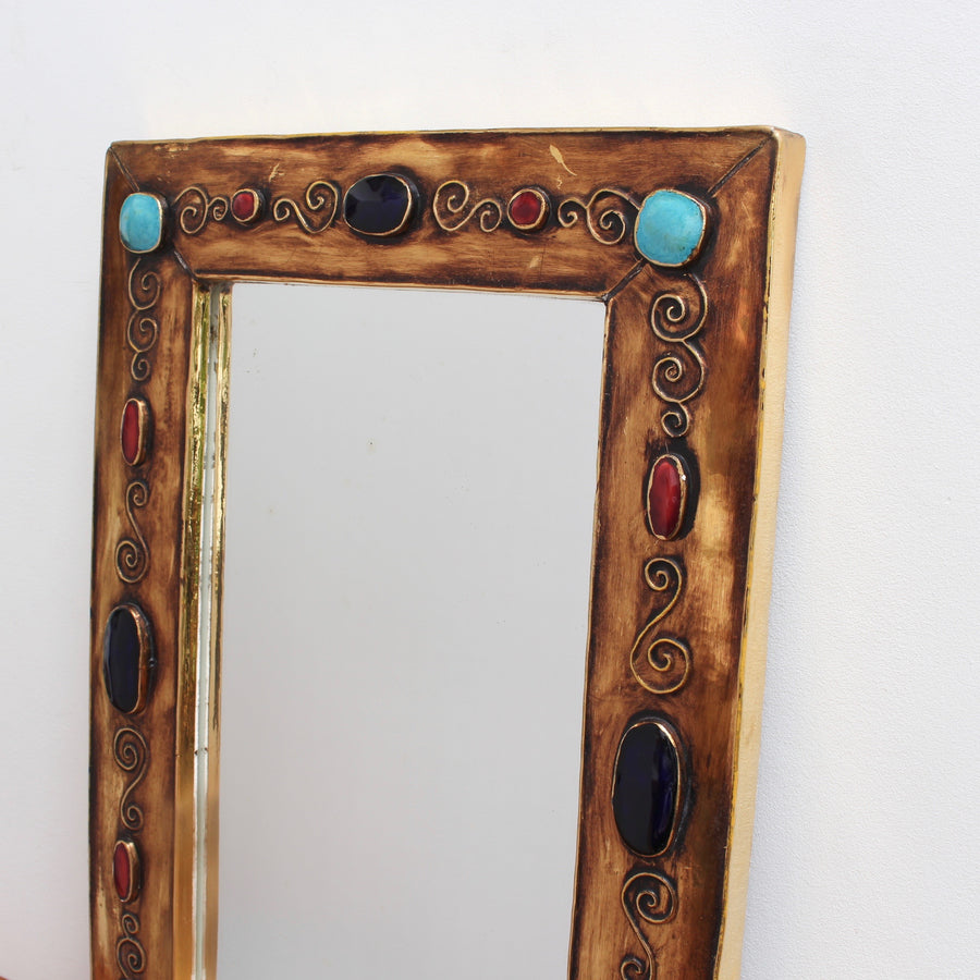 Ceramic Wall Mirror by François Lembo (circa 1960s - 70s) - Large