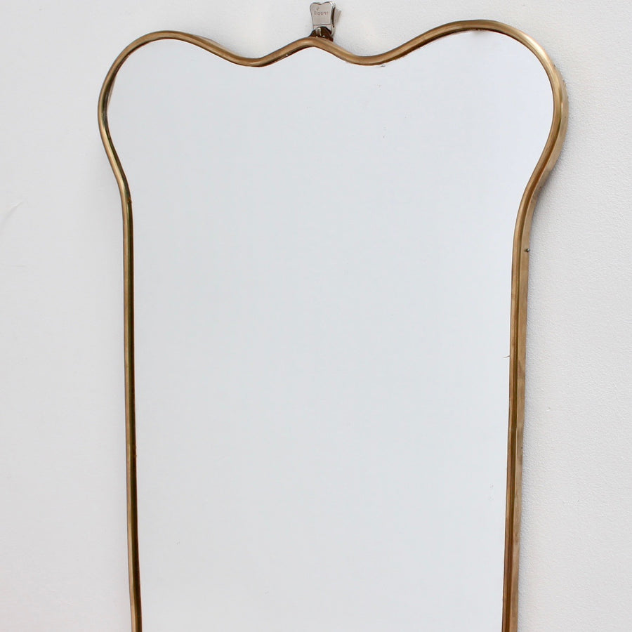 Mid-Century Italian Wall Mirror with Brass Frame (circa 1950s)