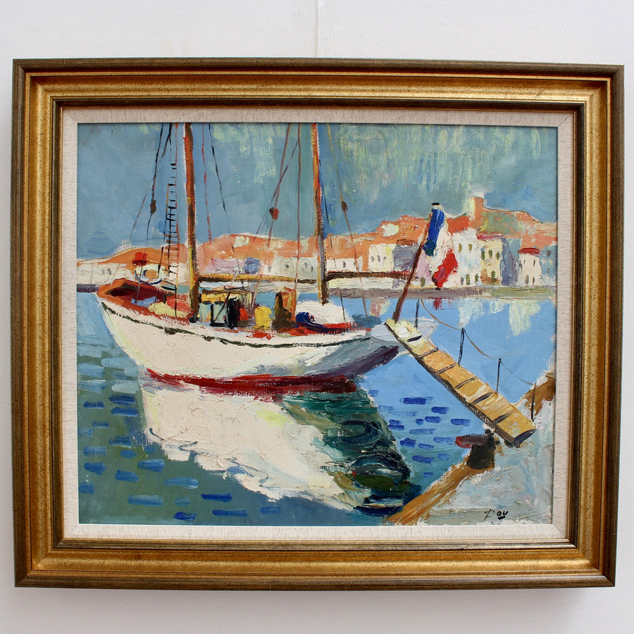 'Sailboat in St. Tropez Harbour', French School (circa 1960s)
