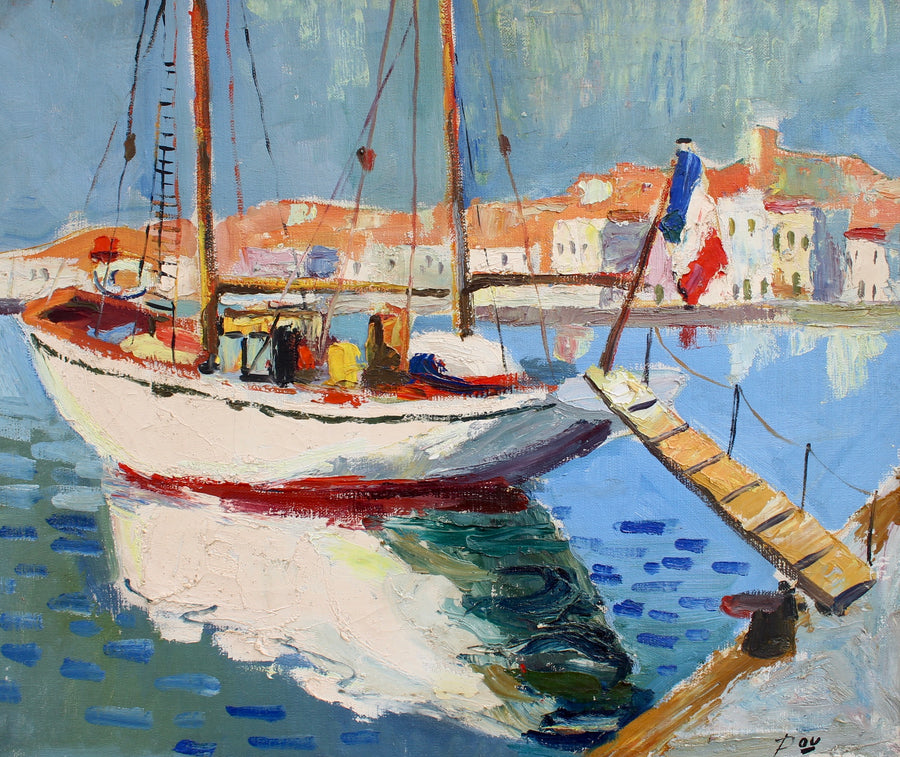 'Sailboat in St. Tropez Harbour', French School (circa 1960s)