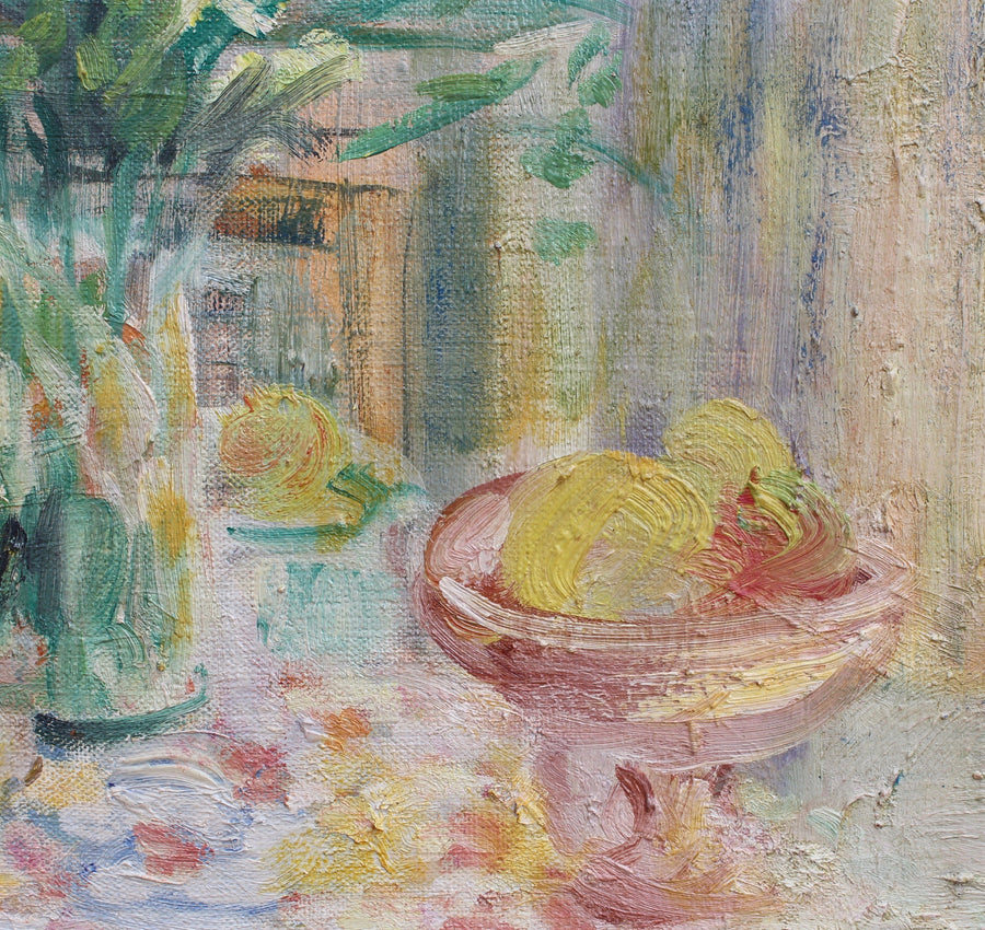 'Still Life with Bouquet and French Door', French School (circa 1970s)