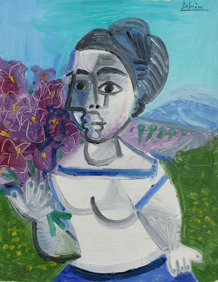 'Portrait of Woman with Irises' by Raymond Debiève (1976)