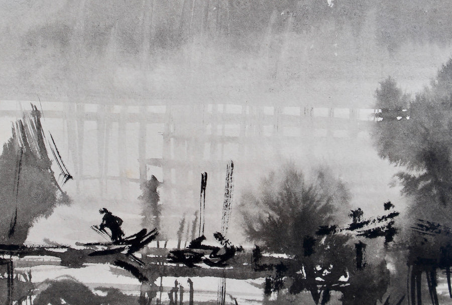 'Raining in Formosa on the Tamsui River' by Ran In-Ting (Lan Yinding, 藍蔭鼎) (1956-59)