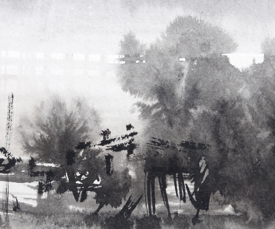 'Raining in Formosa on the Tamsui River' by Ran In-Ting (Lan Yinding, 藍蔭鼎) (1956-59)