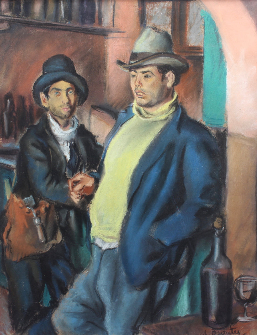 'Men Drinking Wine in French Algeria' by Charles Brouty (circa 1930s)