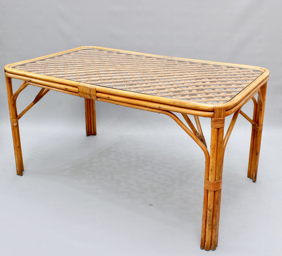 Mid-Century Italian Bamboo and Rattan Table (circa 1960s)