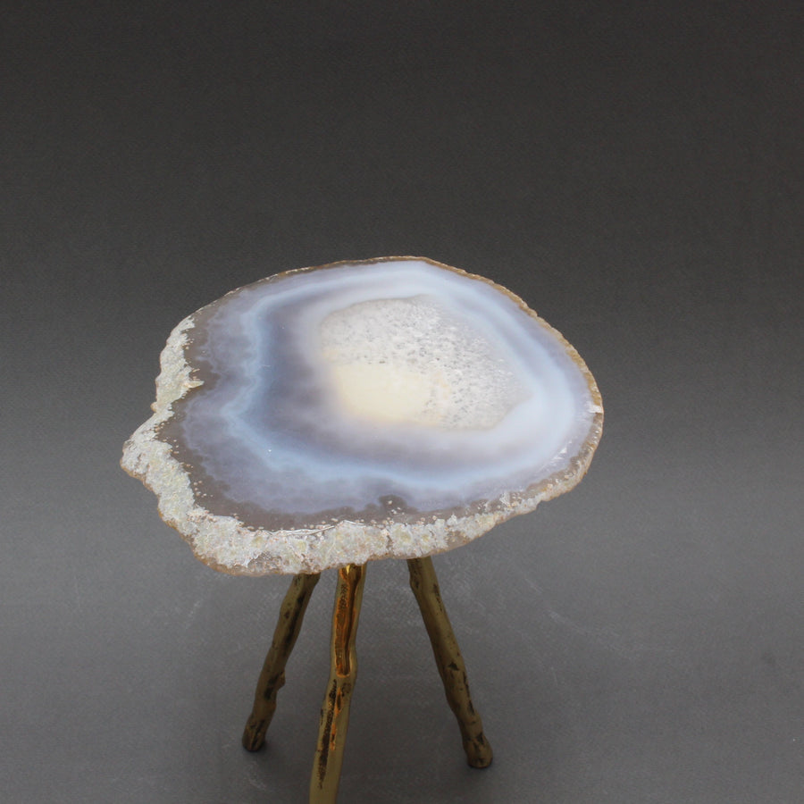 Agate Display Stand on Brass Legs - Large