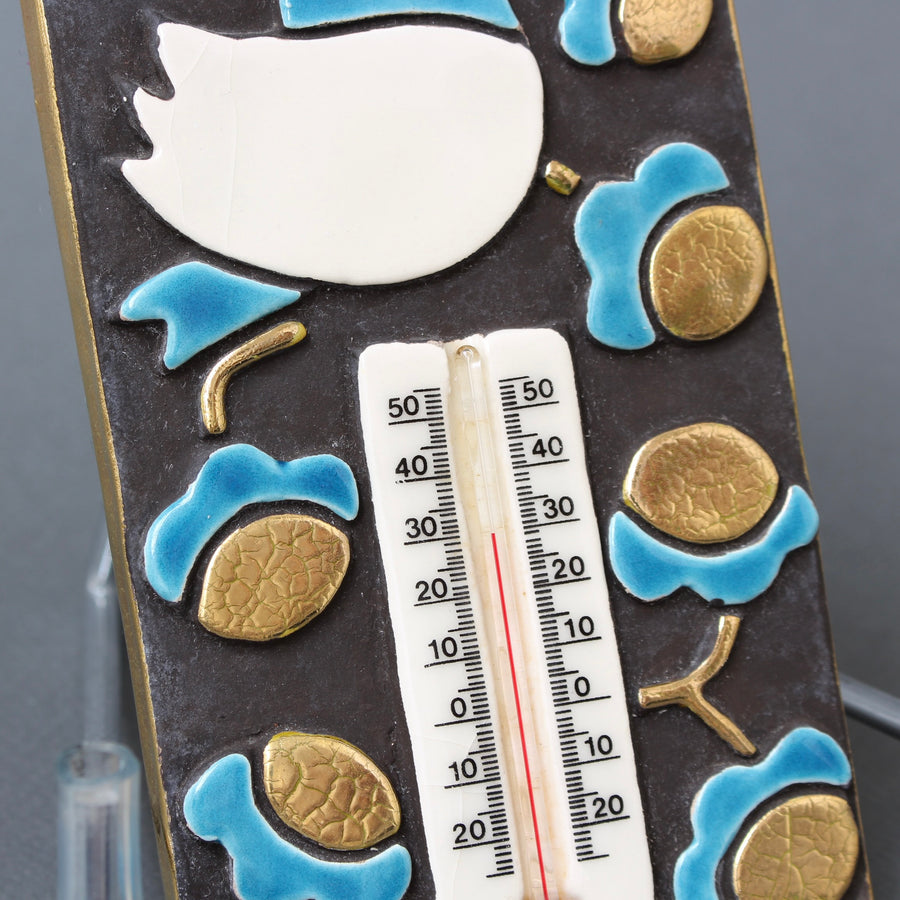 Decorative French Vintage Ceramic Thermometer and Casing by Mithé Espelt (circa 1960s)