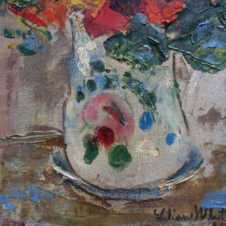 'Floral Bouquet in Painted Vase' by Lilian E. Whitteker (1968)