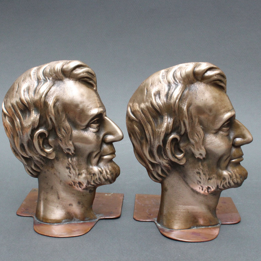 Vintage Abe Lincoln Bronze Book Ends (c. 1960s)