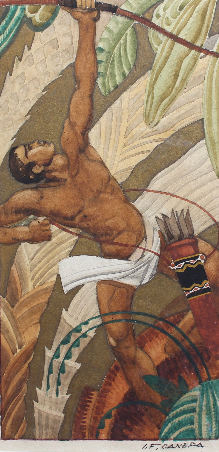 'The Archer' Art Deco Style Painting by Jean-Frédéric Canepa (circa 1930s)