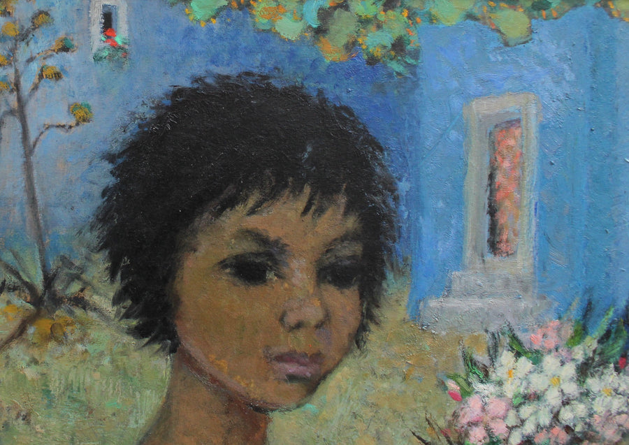 'Girl with Flowers' by Marguerite Barrière-Prévost (circa 1930s)