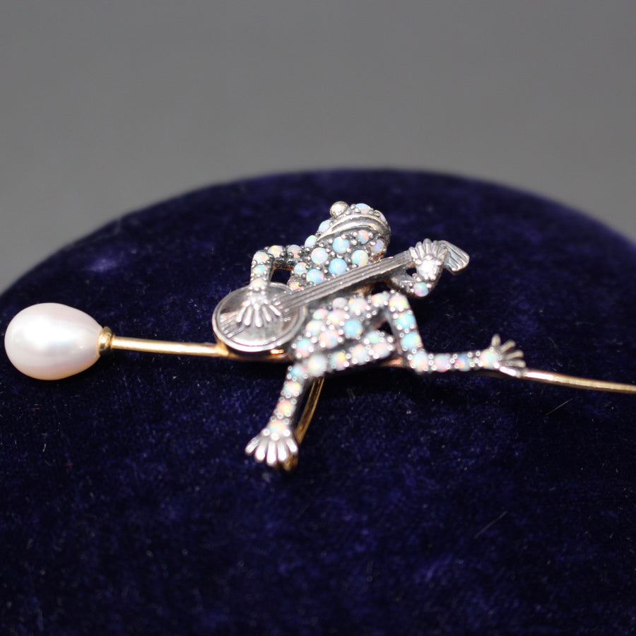 Antique Opal and Diamond Frog Brooch by M. Beal Goldsmiths Sheffield, England (19th C)