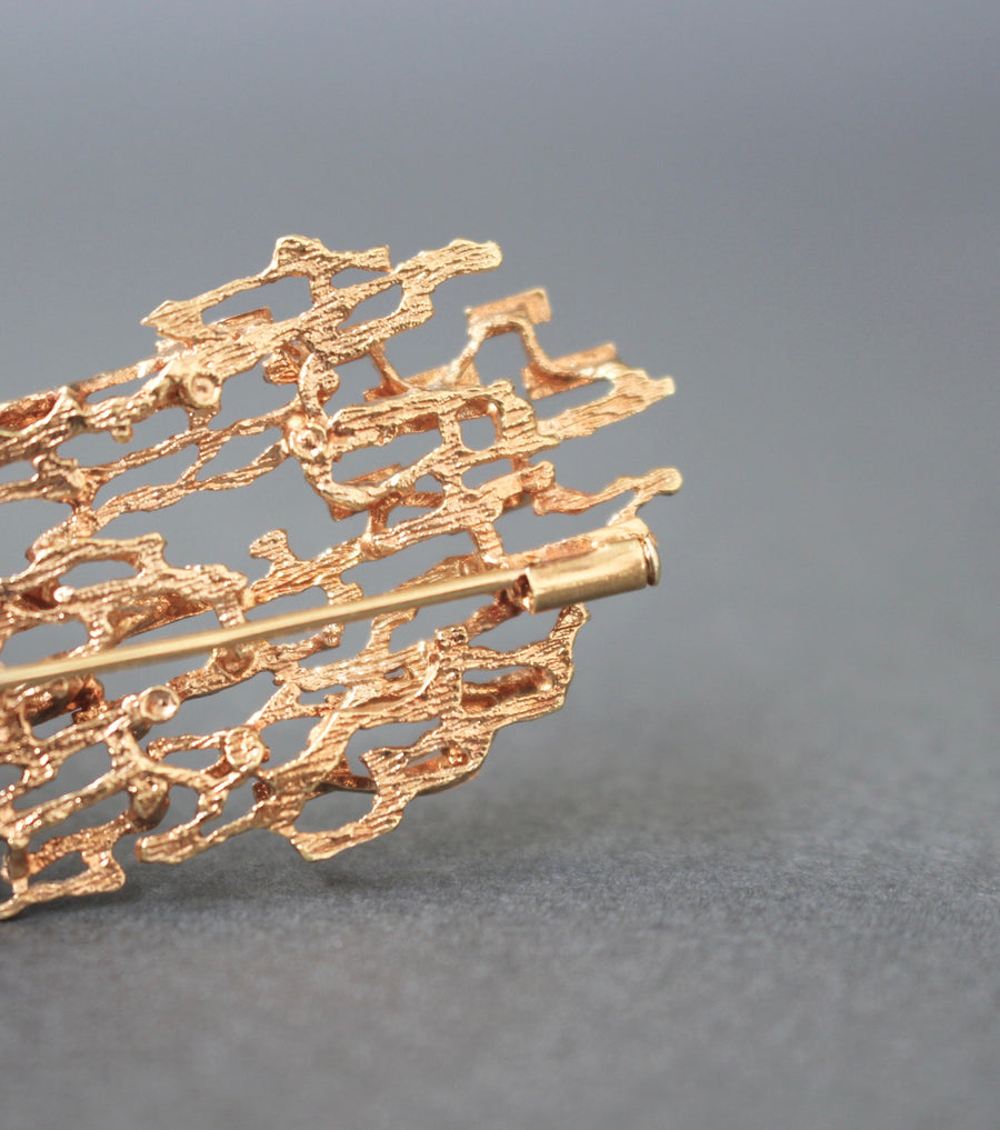 Stylised Abstract Brooch of 14ct Yellow Gold (circa 1970s)