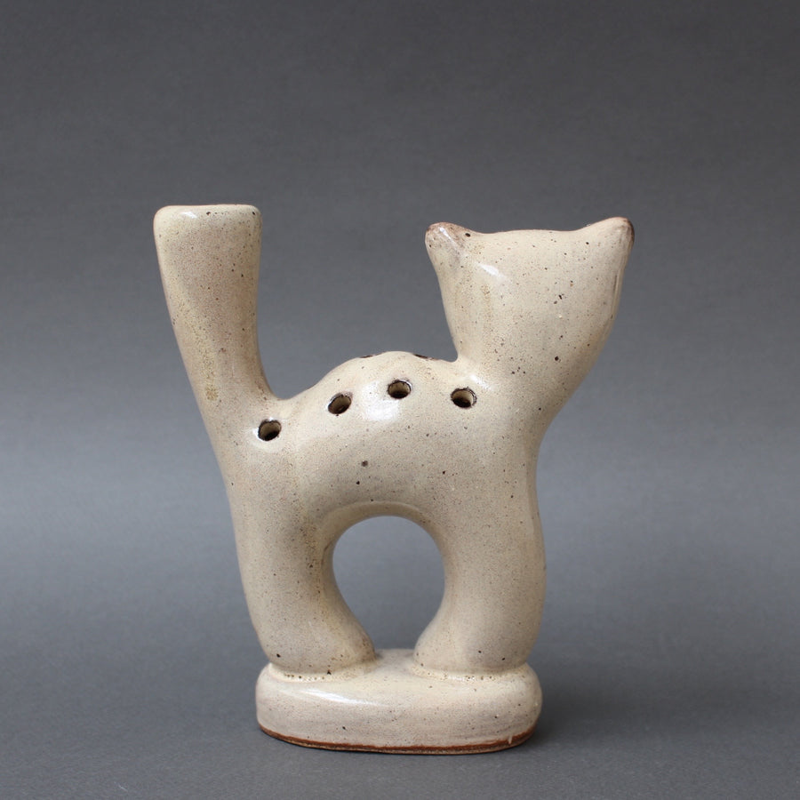 Stylised Ceramic Cat Vase by Les Grottes Dieulefit (circa 1960s)