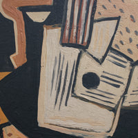 'Still Life with Guitar, Bottle and Book' by J.G. (circa 1940s - 1960s)