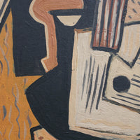 'Still Life with Guitar, Bottle and Book' by J.G. (circa 1940s - 1960s)
