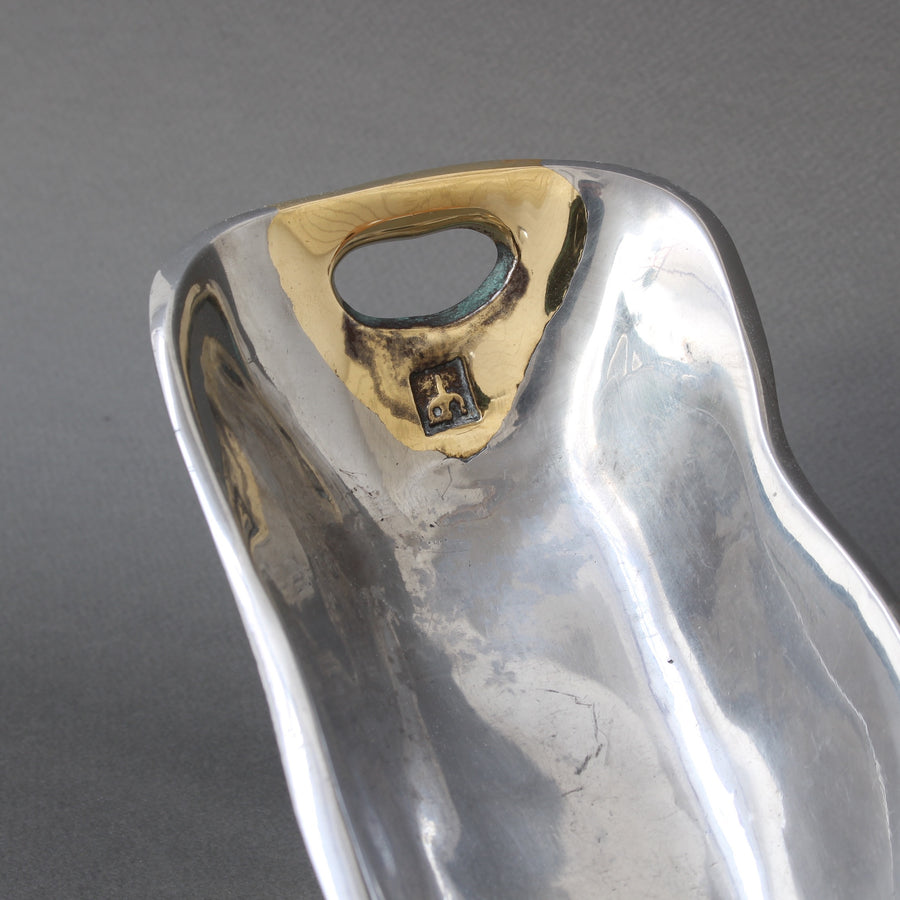 Aluminium and Brass Brutalist Style Tray by David Marshall (Circa 1980s)