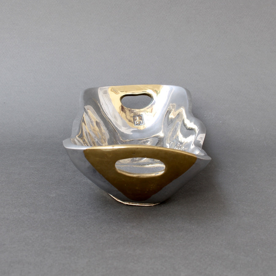 Aluminium and Brass Brutalist Style Tray by David Marshall (Circa 1980s)