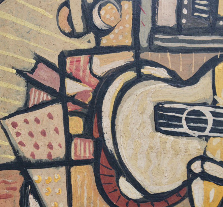 'Still Life with Guitar and Wine Glass' by J.G. (circa 1940s - 1960s)