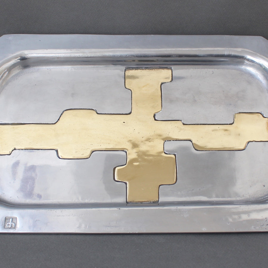 Aluminium and Brass Brutalist Style Tray by David Marshall (Circa 1970s)