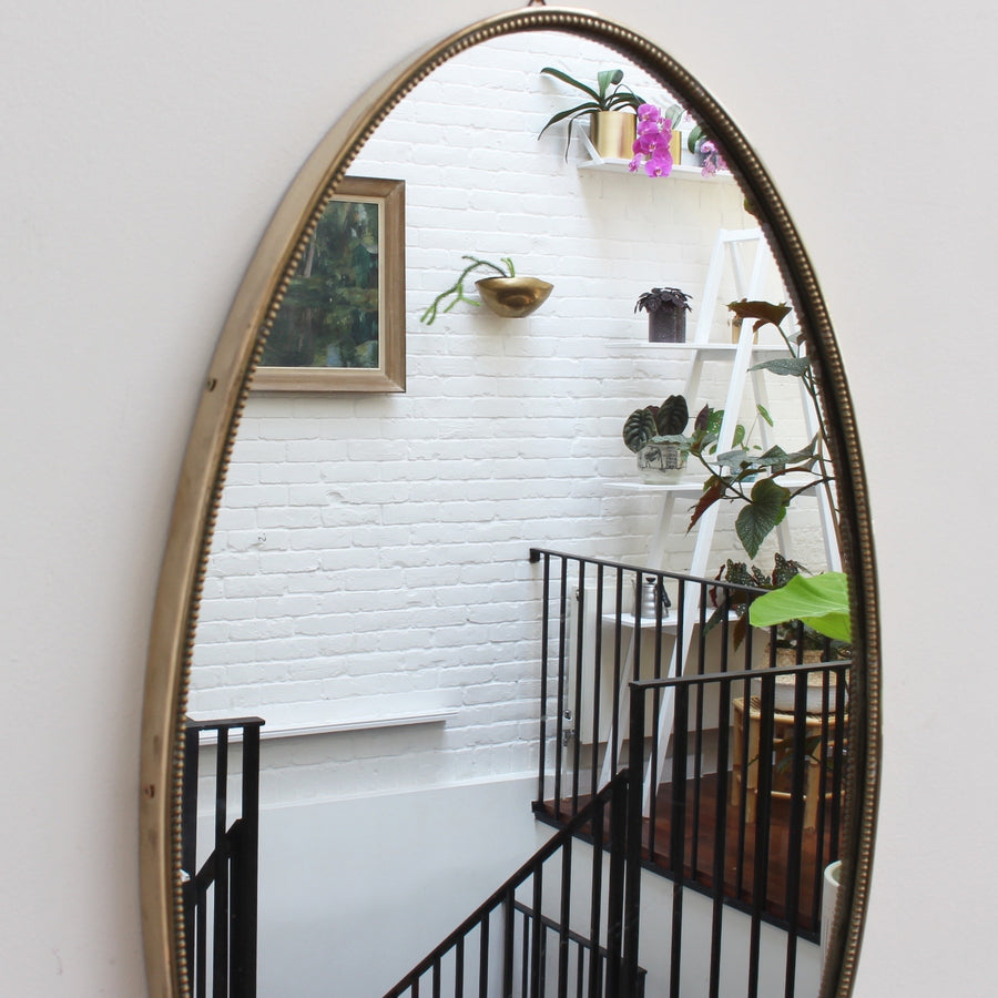 Oblong Italian Wall Mirror with Brass Frame (Circa 1950s)