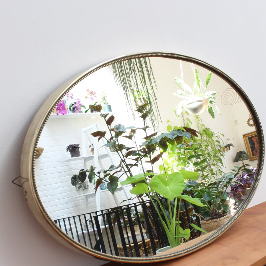 Oblong Italian Wall Mirror with Brass Frame (Circa 1950s)