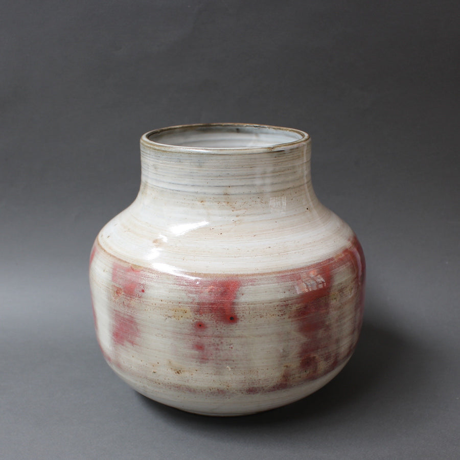 Red and White Glazed Ceramic Vase by Jacques Pouchain (c. 1960s)