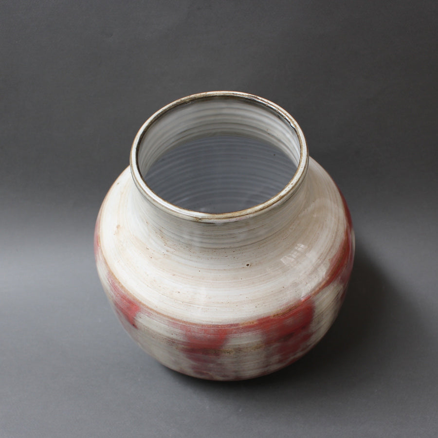 Red and White Glazed Ceramic Vase by Jacques Pouchain (c. 1960s)