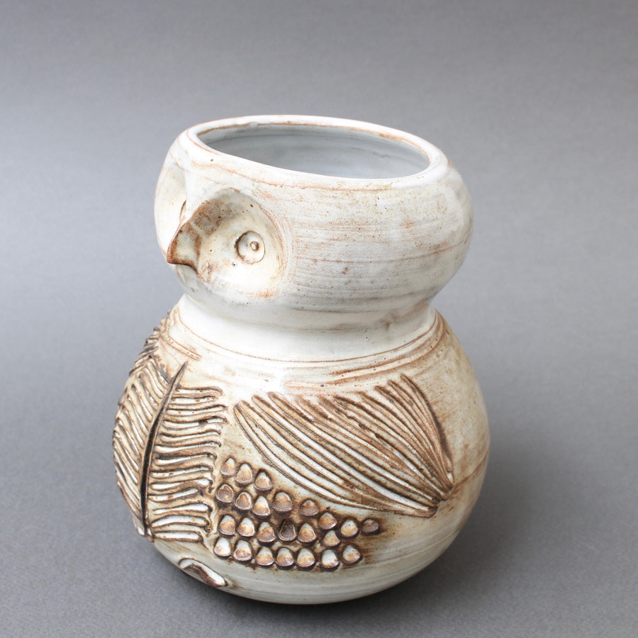 Glazed Ceramic Stylised Owl Vase by Jacques Pouchain (circa 1960s)