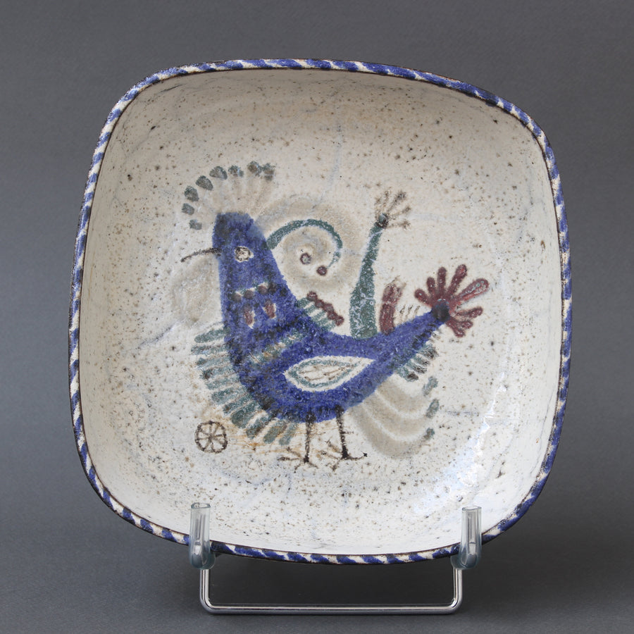 French Ceramic Bowl with Rooster Motif by Le Mûrier (circa 1960s)