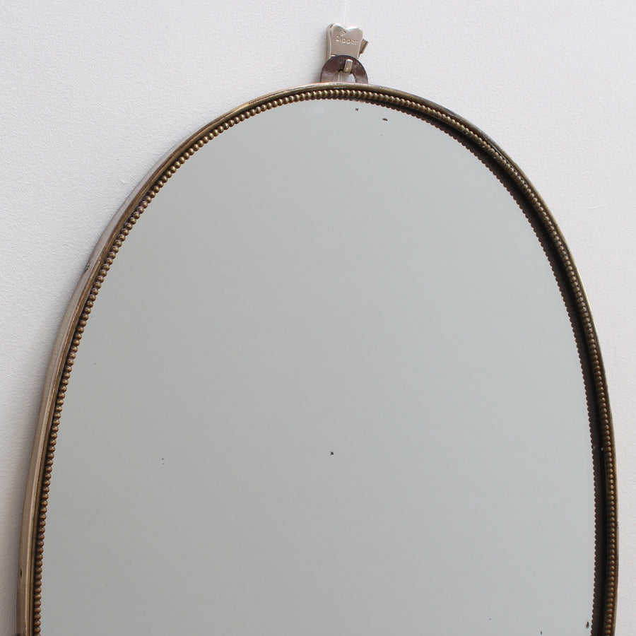 Mid-Century Italian Oblong Wall Mirror with Brass Frame (Circa 1950s)