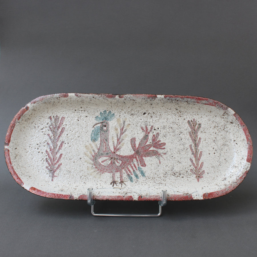 Vintage French Ceramic Tray with Rooster Motif by Le Mûrier (circa 1960s)