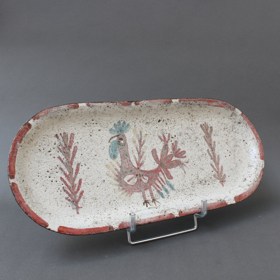 Vintage French Ceramic Tray with Rooster Motif by Le Mûrier (circa 1960s)