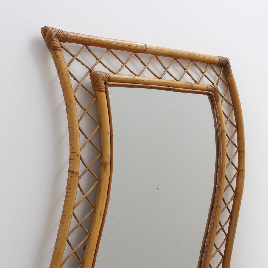 French Bamboo and Rattan Mirror (circa 1950s)