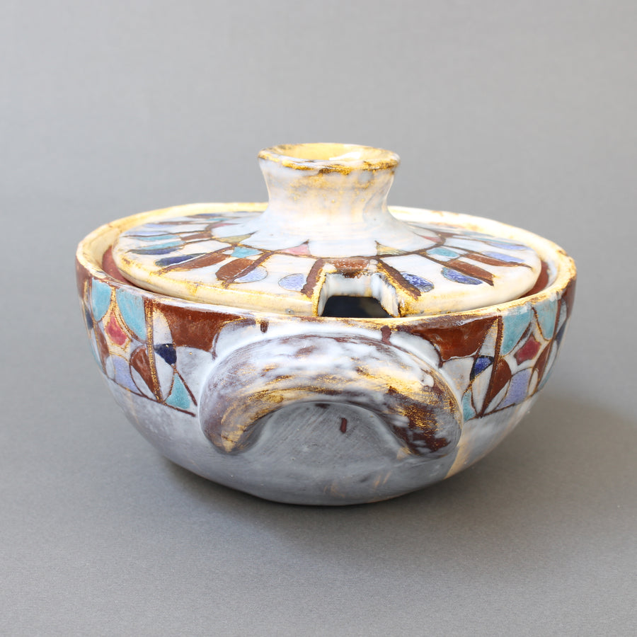 Decorative French Ceramic Sugar Bowl by Fernande Kohler (circa 1960s)