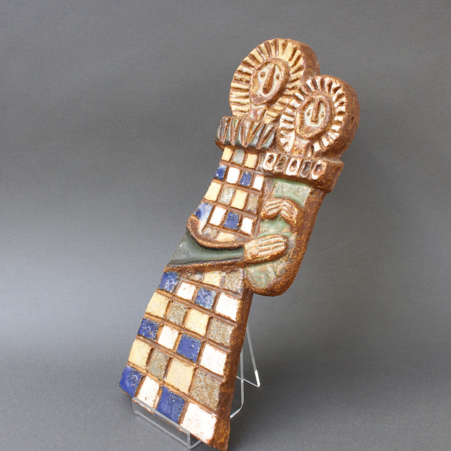 Mid-Century French Ceramic Virgin and Child Wall Decoration by Les Argonautes (circa 1960s)