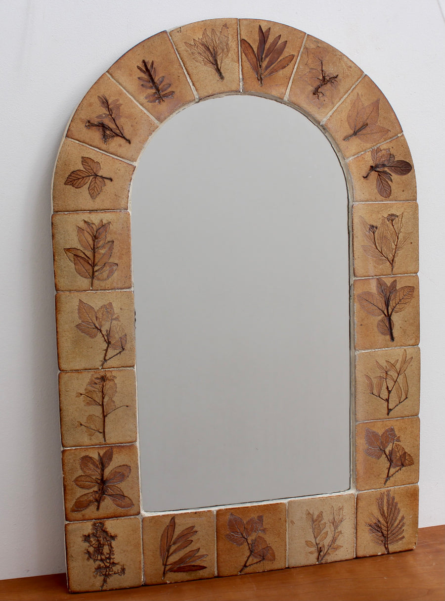 French Vintage Ceramic Wall Mirror Attributed to Roger Capron (circa 1970s)