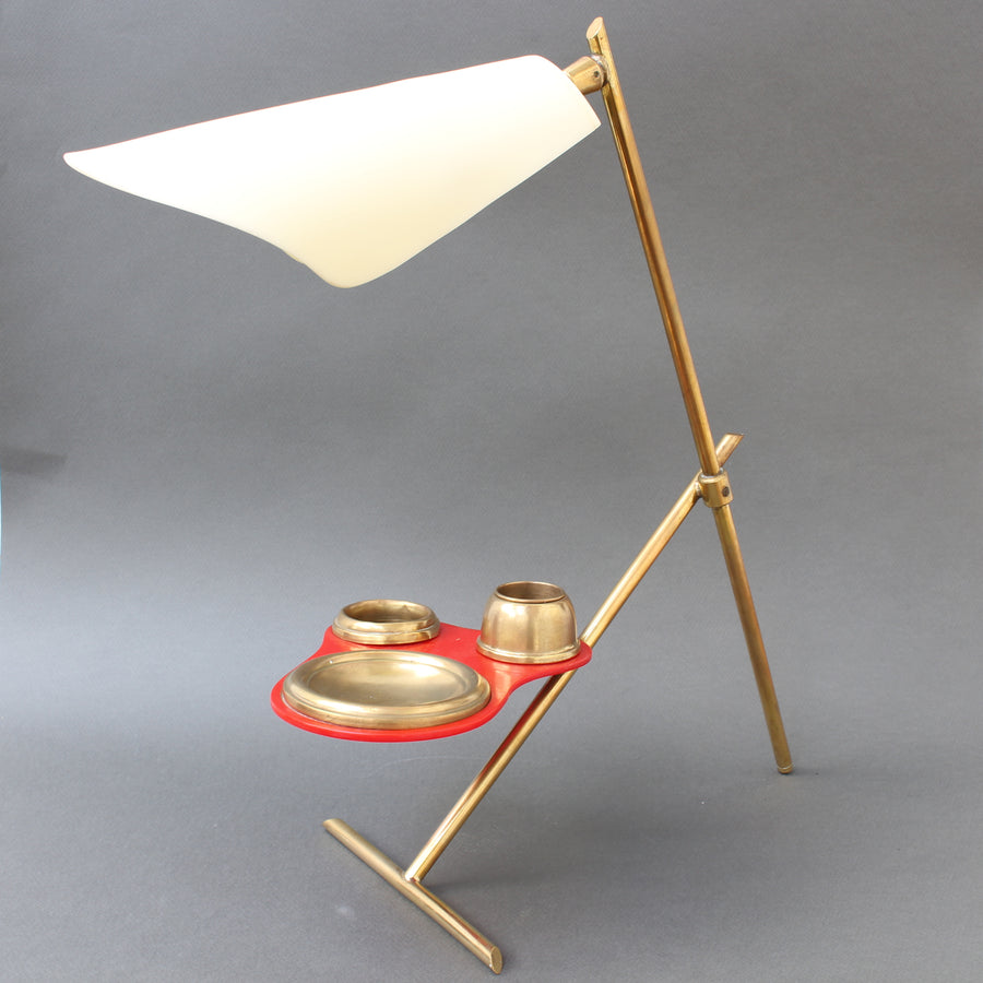 Mid-Century Italian Table Lamp with Brass Stand (circa 1950s)