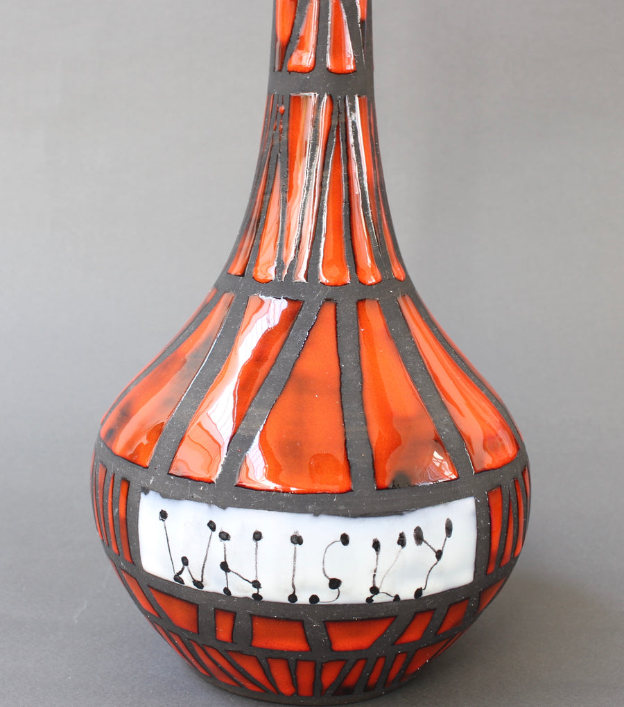 Decorative Ceramic Bottle-Shaped Vase by Roger Capron (circa 1960s)