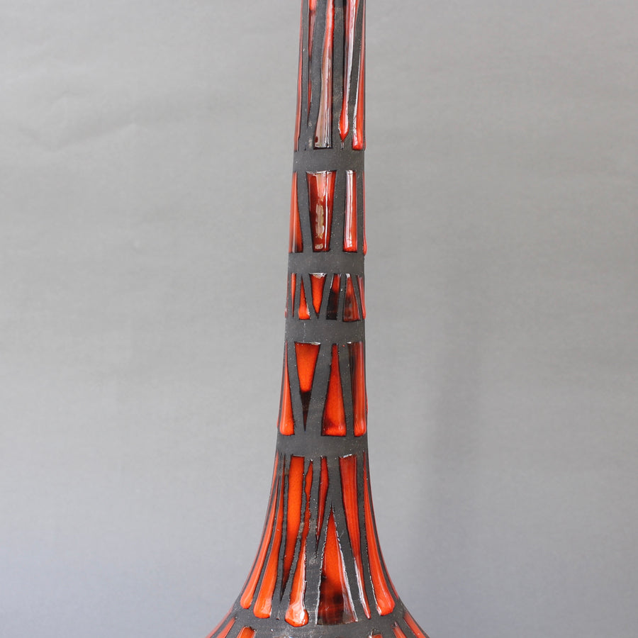 Decorative Ceramic Bottle-Shaped Vase by Roger Capron (circa 1960s)