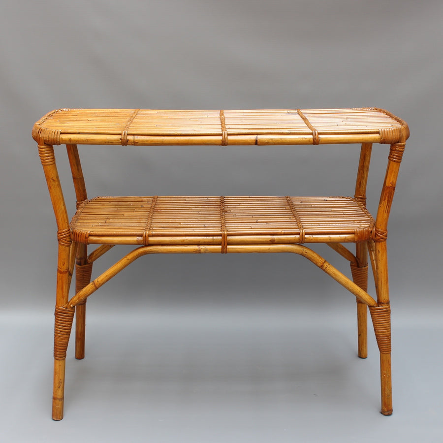 Bamboo and Rattan Console Table (circa 1960s)