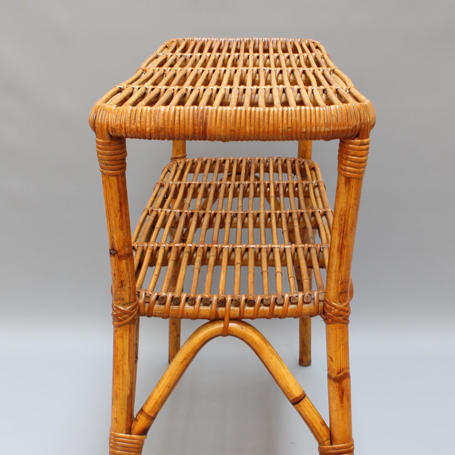 Bamboo and Rattan Console Table (circa 1960s)