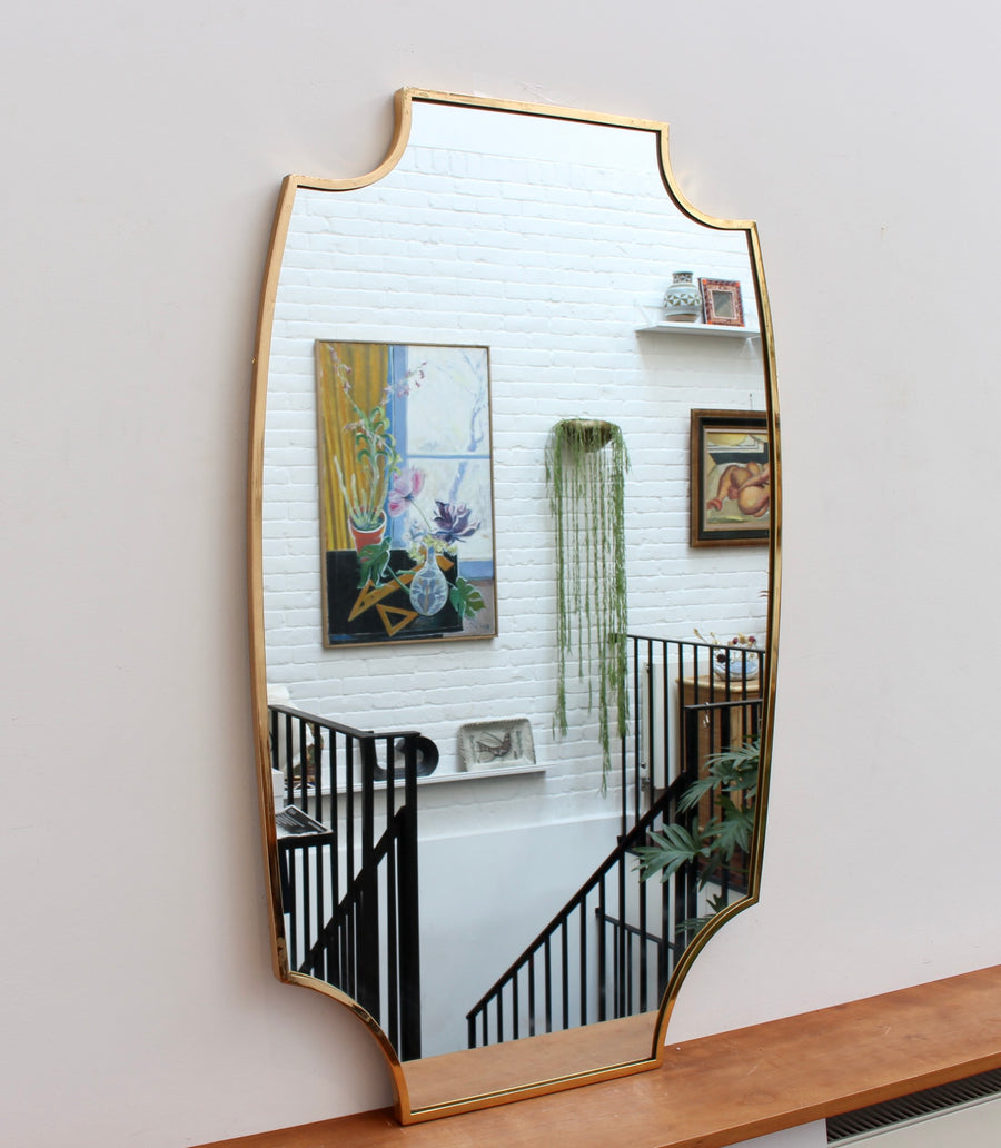 Mid-Century Italian Wall Mirror with Brass Frame (circa 1950s) - Large