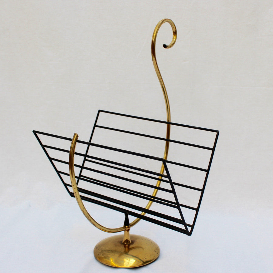 Music Note-Shaped Italian Brass Magazine Stand (c. 1950s)